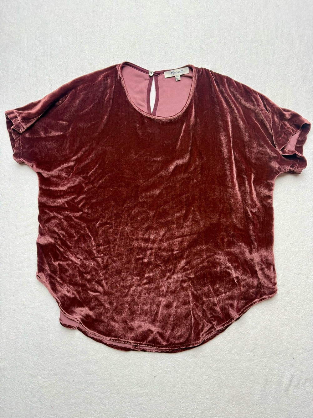 Madewell Velvet Short-Sleeve Tee in Dusty Rose